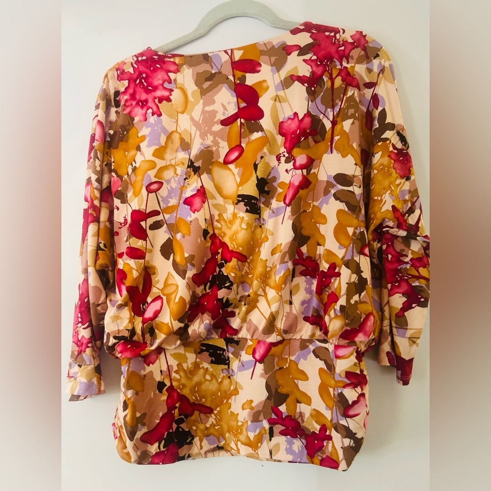 Chico's Floral Blouse - Red, Pink, Brown